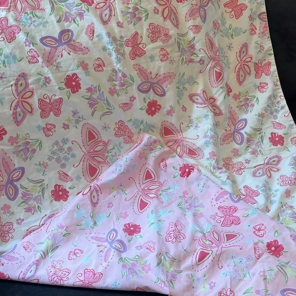 Pottery Barn Kids Toddler Duvet Cover “Olivia” Pink Butterflies Flowers